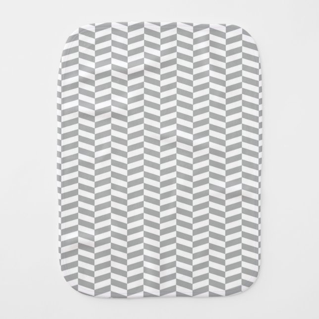 Grey Herringbone Baby Burp Cloth (Front)