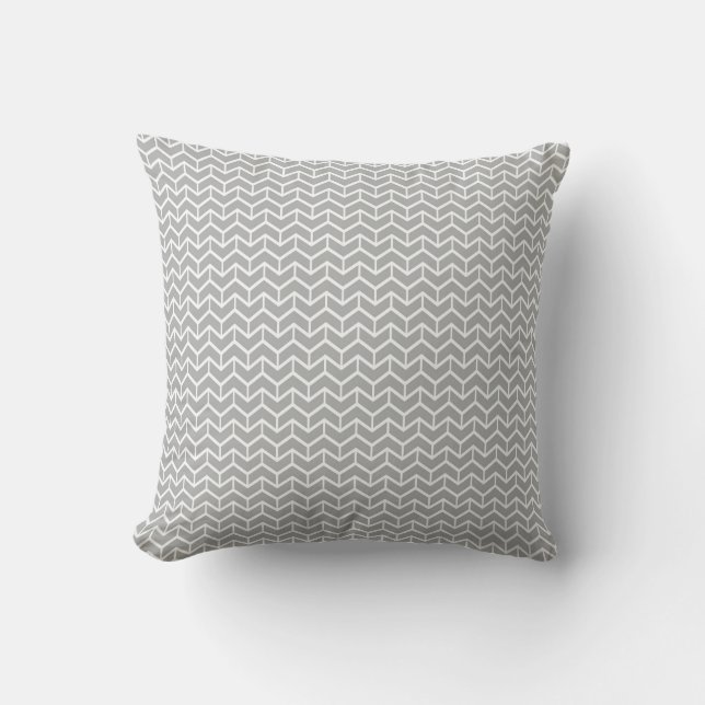 Grey Herringbone Bricks Throw Pillow (Front)