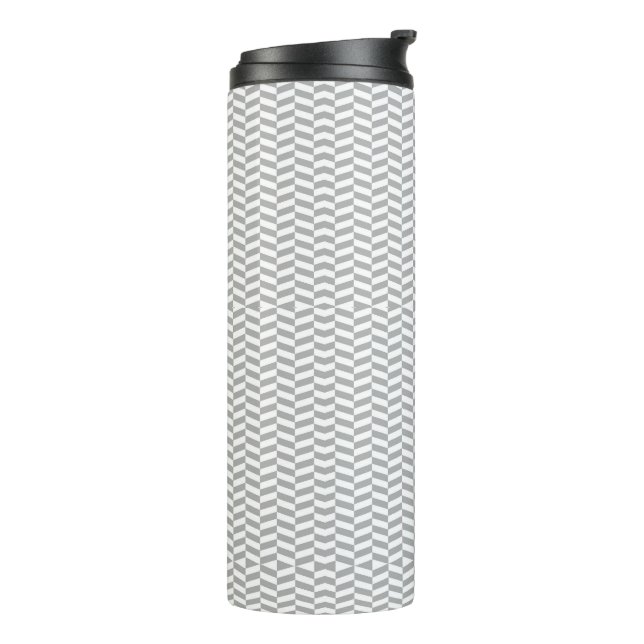 Grey Herringbone Thermal Tumbler (Rotated Left)