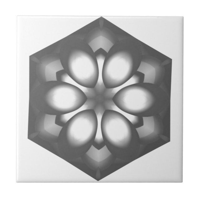 Grey Hexagon Flower Ceramic Tile (Front)