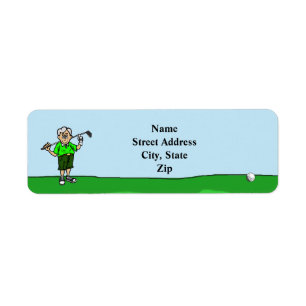 Grey Hiar Male Golfer Return Address Label