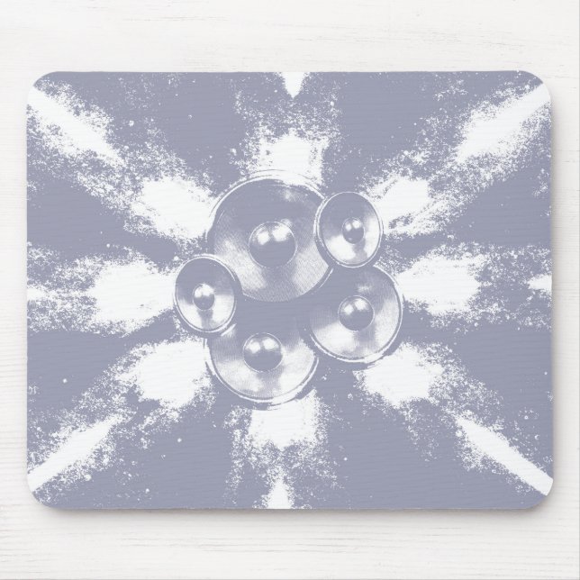 Grey high contrast music speakers mouse pad (Front)