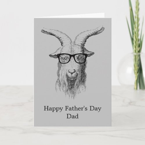 Grey Hipster Goat Card