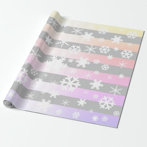 Grey Holographic Christmas Snowflake Pattern Wrapping Paper
