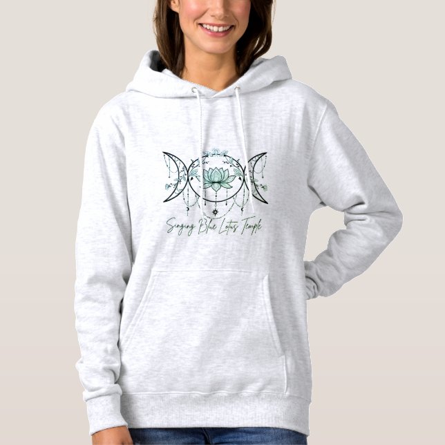 Grey Hoodie, Triple Goddess & Lotus Green  Hoodie (Front)