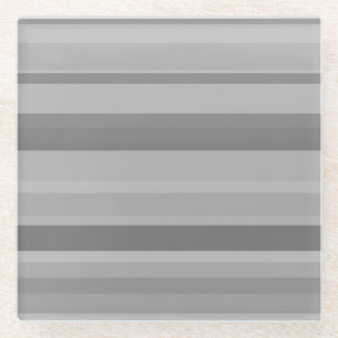 Grey horizontal stripes glass coaster