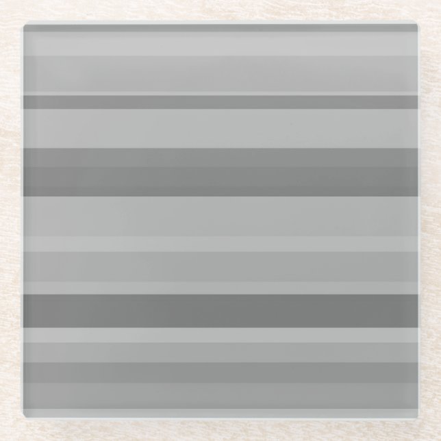 Grey horizontal stripes glass coaster (Front)