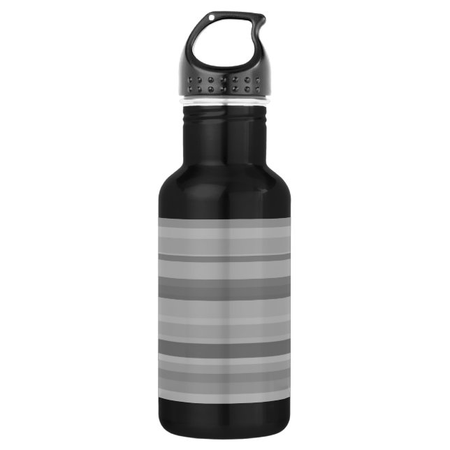 Grey horizontal stripes stainless steel water bottle (Front)