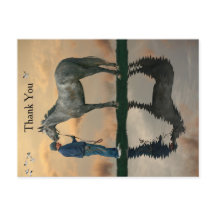 Grey Horse And Groom OTTB Postcard