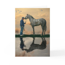 Grey Horse And Groom Thank You Pet Sitting Card