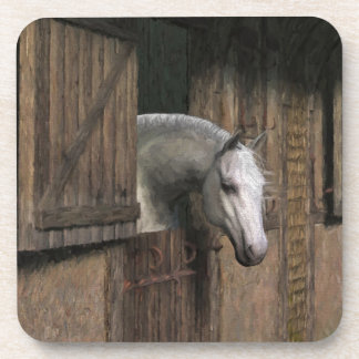 Grey Horse at the Stable Door Beverage Coaster