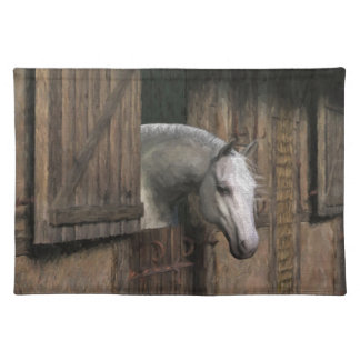 Grey Horse at the Stable Door Cloth Placemat