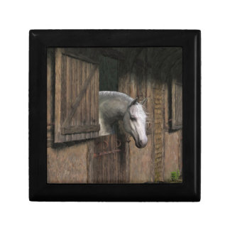 Grey Horse at the Stable Door Keepsake Box