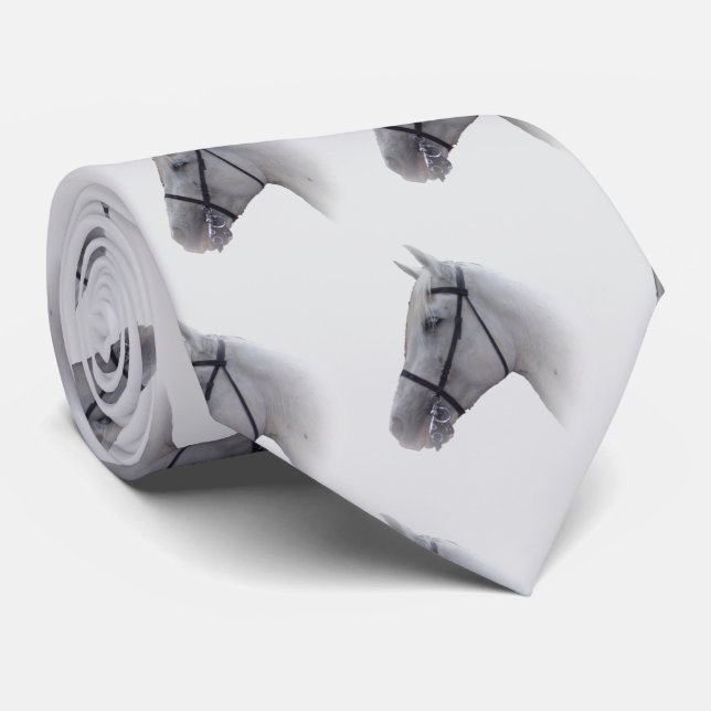 Grey Horse Design Neck Tie (Rolled)