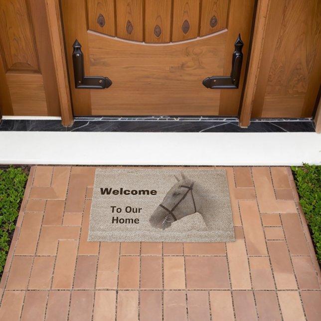 Grey Horse Design Personalised Fiber Doormat (Insitu (Outdoor))