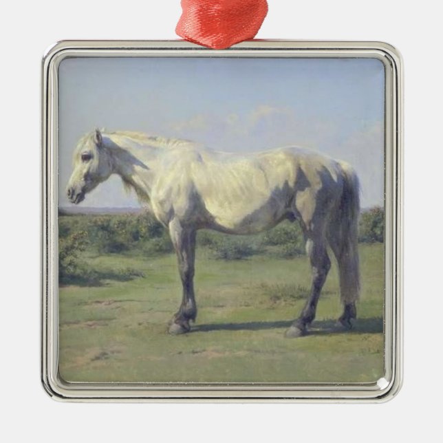 Grey Horse in a Field (by Rosa Bonheur) Metal Ornament (Front)