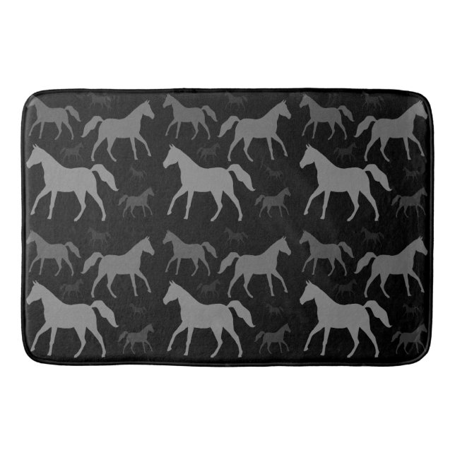 Grey Horse Silhouette Bath Mat (Front)