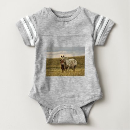 Grey Horse with Baby Baby Bodysuit