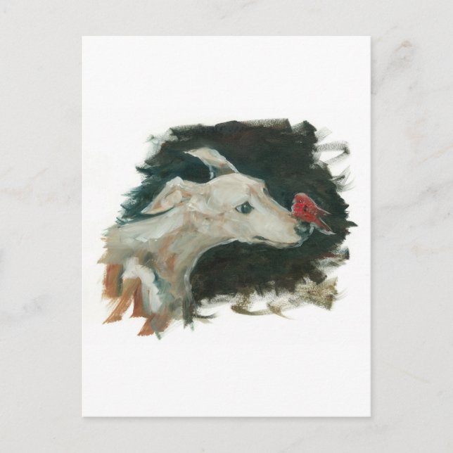 grey hound and finch painting! postcard (Front)