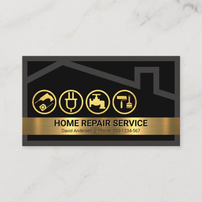 Grey House Frame Handyman Tools Business Card (Front)