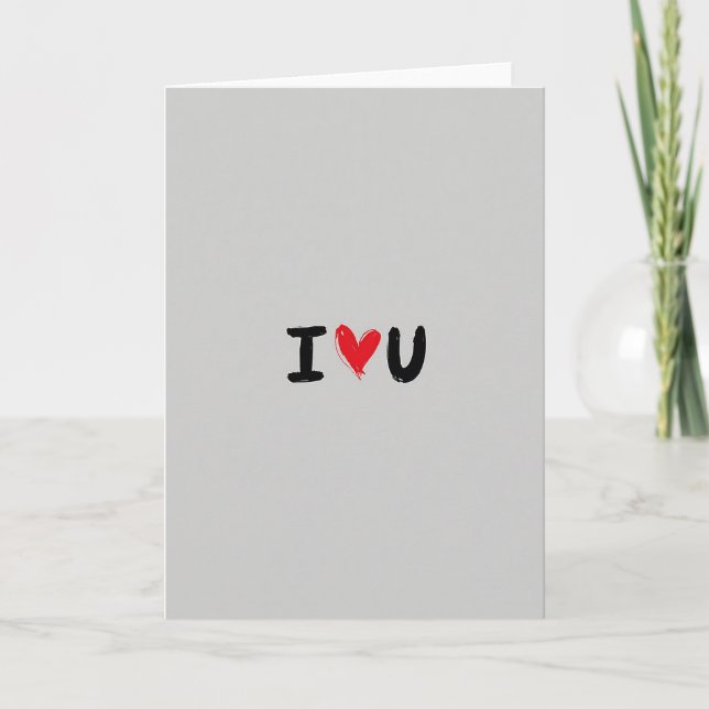 Grey I Love You Heart Card (Front)