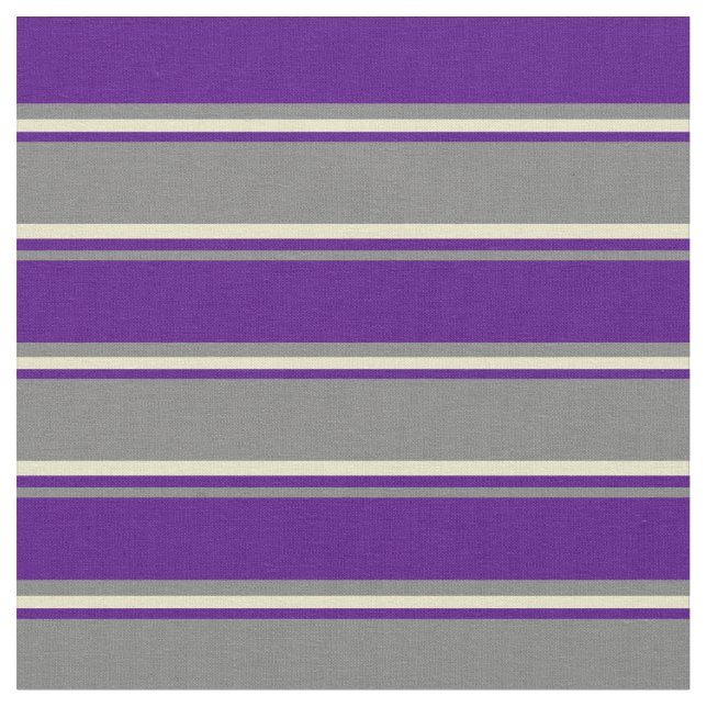 Grey, Indigo, and Pale Goldenrod Lines Fabric (Close Up)