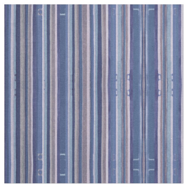 Grey, Indigo Blue Coastal Stripe Fabric 'Lincoln' (Close Up)
