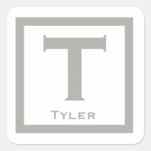 Grey Initial Name Kids Boy Party Back to School