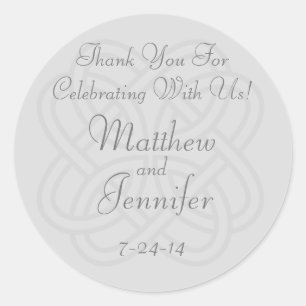 Grey Irish Celtic Knot Custom Wedding Favor Labels
