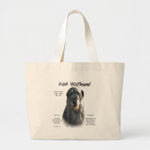 Grey Irish Wolfhound History Large Tote Bag