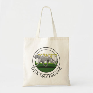Grey Irish Wolfhound with Yellow Flower Fence  Tote Bag