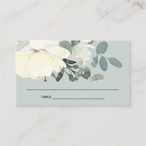 GREY IVORY WHITE FLORAL BRIDAL SHOWER PLACE CARD