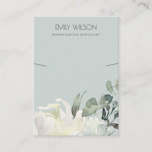 GREY IVORY WHITE FLORAL BUNCH NECKLACE DISPLAY BUSINESS CARD