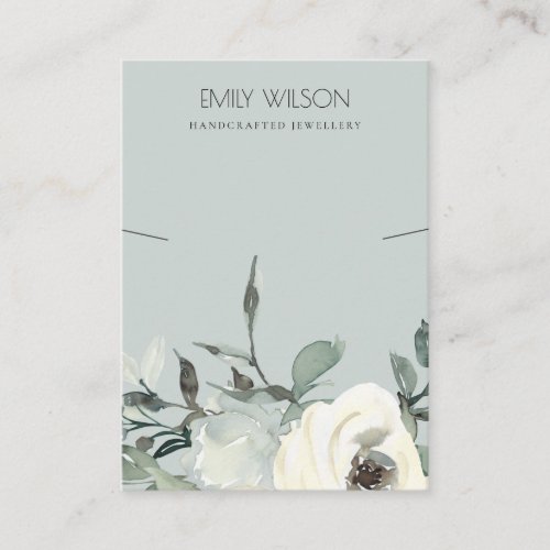 GREY IVORY WHITE FLORAL BUNCH NECKLACE DISPLAY BUSINESS CARD