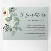GREY IVORY WHITE FLORAL WATERCOLOR BUNCH WEDDING Tri-Fold INVITATION (Inside First)