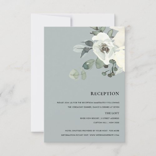 GREY IVORY WHITE PEONY WATERCOLOR BUNCH RECEPTION RSVP CARD