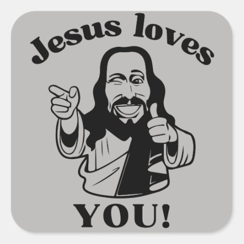 Grey Jesus loves you sticker Christian stickers
