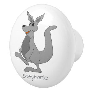 Grey Kangaroo Design Personalised Ceramic Knob