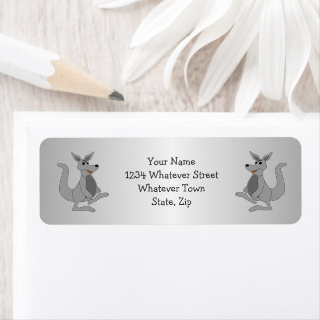 Grey Kangaroo Design Return Address Label (Insitu)