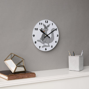 Grey Kangaroo Design Round Clock