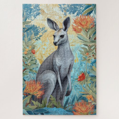 Grey Kangaroo in Australian Bush Jigsaw Puzzle