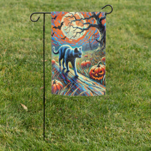 Grey Kitten Halloween Garden Flag