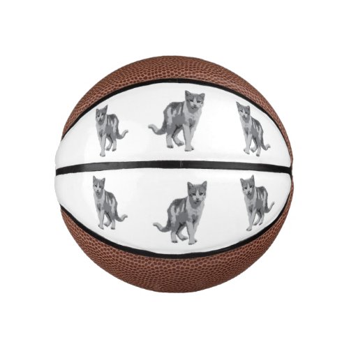 Grey kitten mini basketball