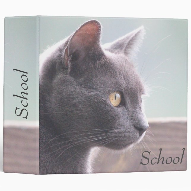 Grey Kitty Cat 3 Ring Binder (Front/Spine)