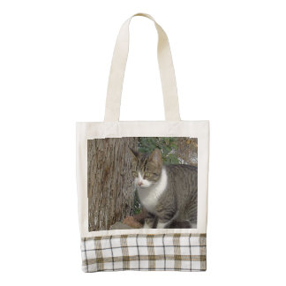 Grey Kitty Cat Stalking Zazzle HEART Tote Bag