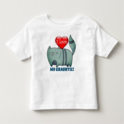 Grey Kitty  Heart  I love my Grauntie   Toddler T_shirt