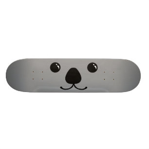 Grey Koala Cute Animal Face Design Skateboard Deck