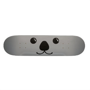 Grey Koala Cute Animal Face Design Skateboard Deck