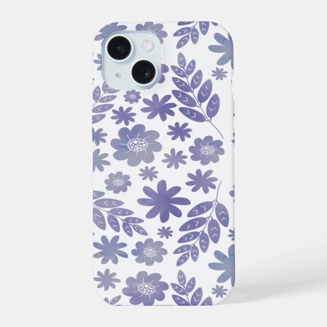 Grey & Lavender Floral Pattern Iphone Case (Back)