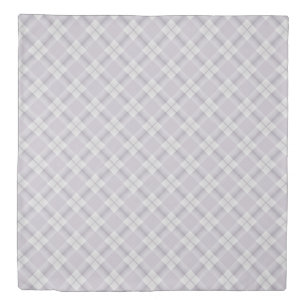 Grey Lavender Mauve Purple Small Plaid with Name Duvet Cover